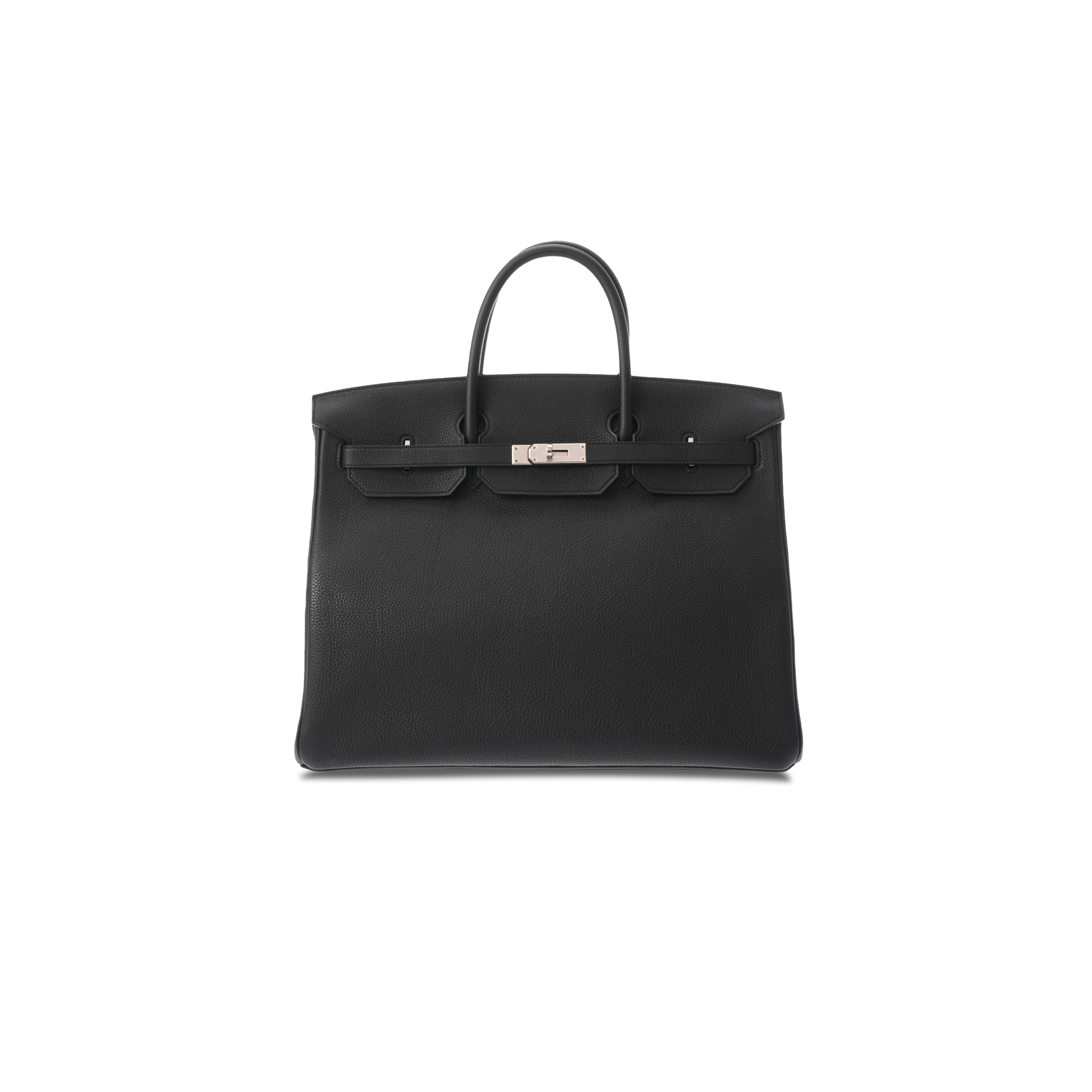 HERMES BIRKIN 40 89 NOIR BLACK LEATHER SILVER BUCKLE BAG 635330 (40*30*21cm)